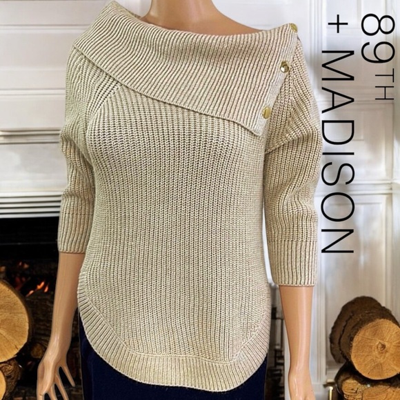 89th & Madison 3/4 Sleeve Knit Cowl Neck Sweater - Picture 16 of 16